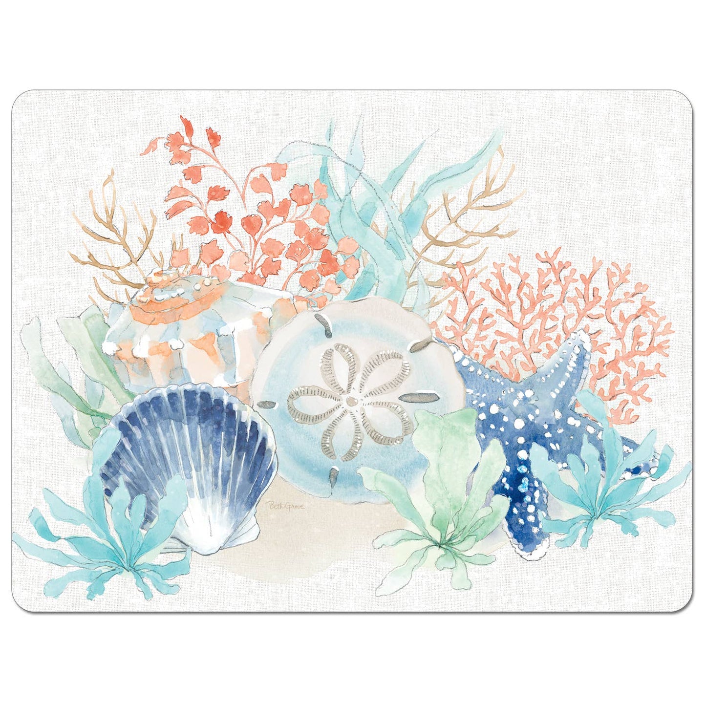Seaside Designer Flexible Plastic Cutting Board Mat 15" x 11