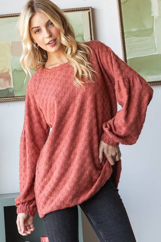 LACEY BRUSHED JACQUARD KNIT TOP
