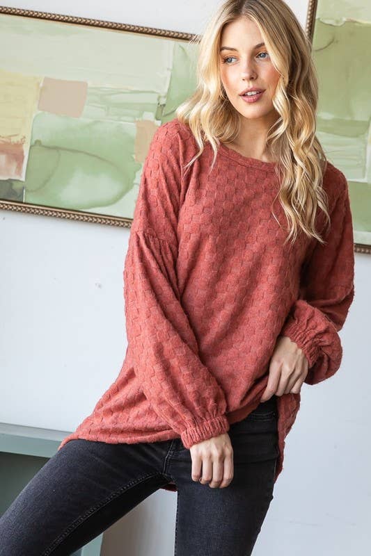 LACEY BRUSHED JACQUARD KNIT TOP