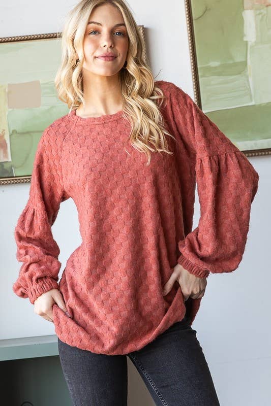 LACEY BRUSHED JACQUARD KNIT TOP