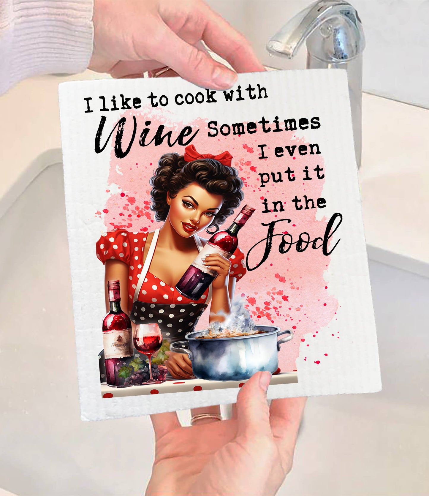 "I Cook with Wine" SWEDISH DISH CLOTH