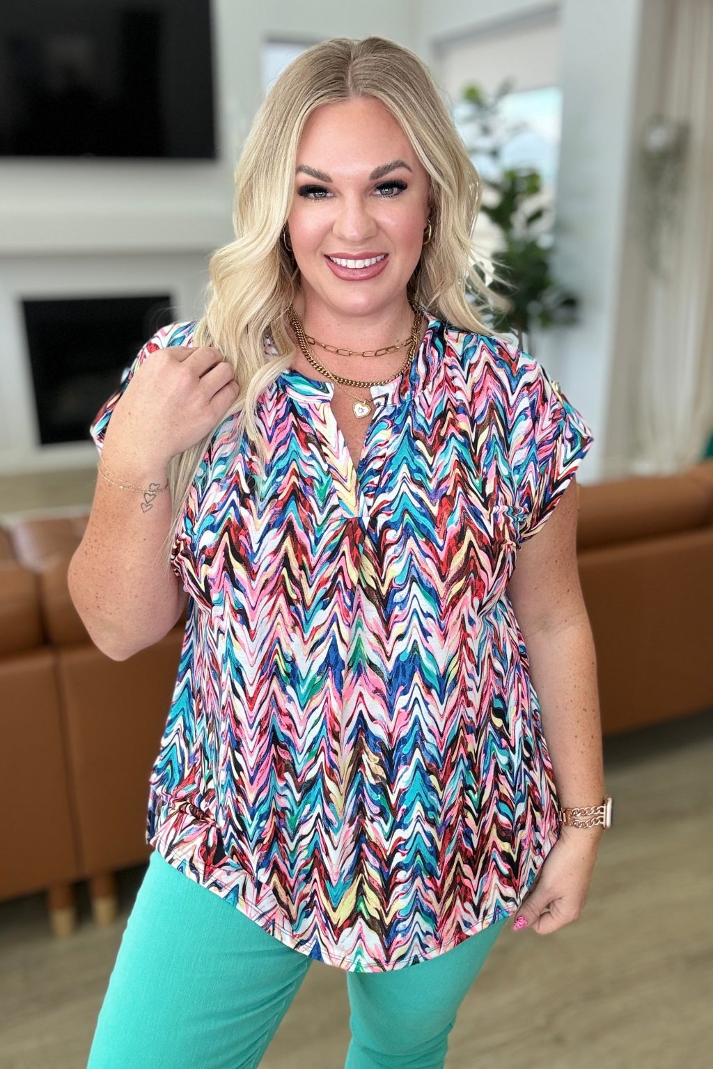 Lizzy Cap Sleeve Top - Multi