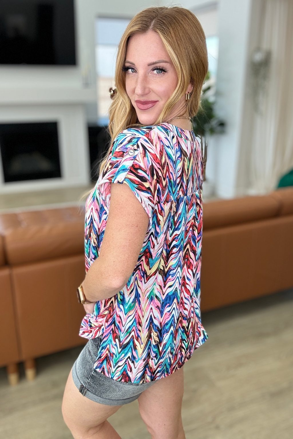 Lizzy Cap Sleeve Top - Multi