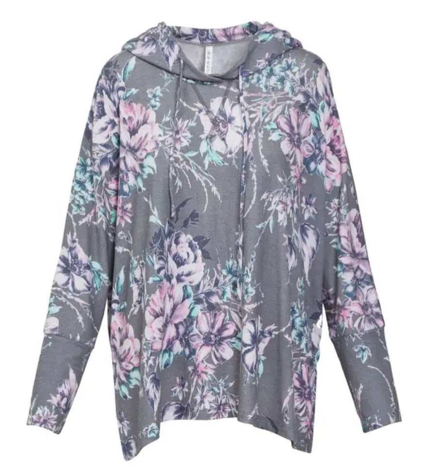Dear Scarlett Oversized Hoodie - Charcoal Multi