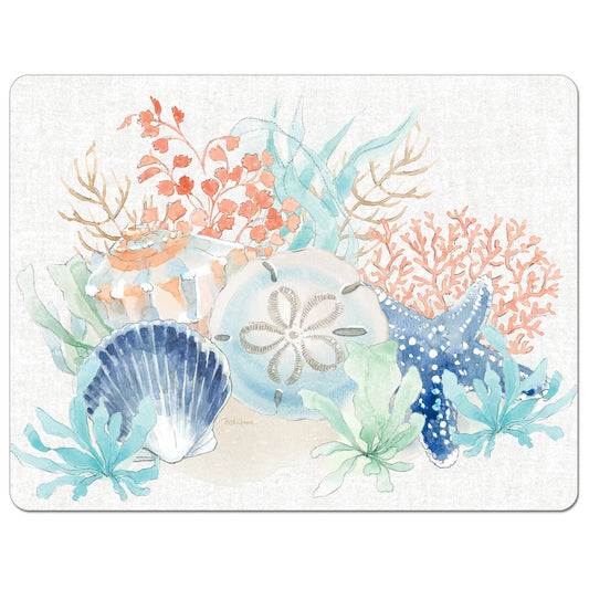 Seaside Designer Flexible Plastic Cutting Board Mat 15" x 11