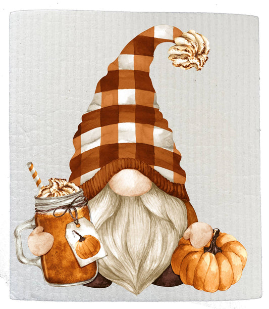 Fall Autumn Gnome Pumpkin Spice  SWEDISH DISH CLOTH