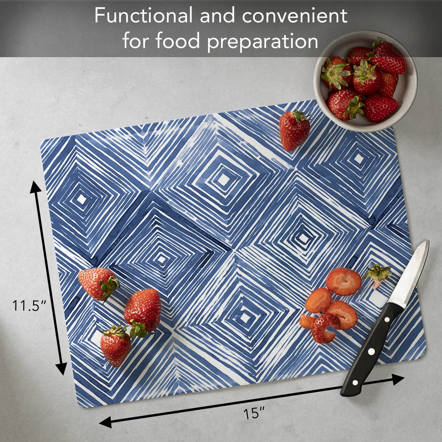 "Shibori Blues"  Designer Flexible Cutting Board Mat