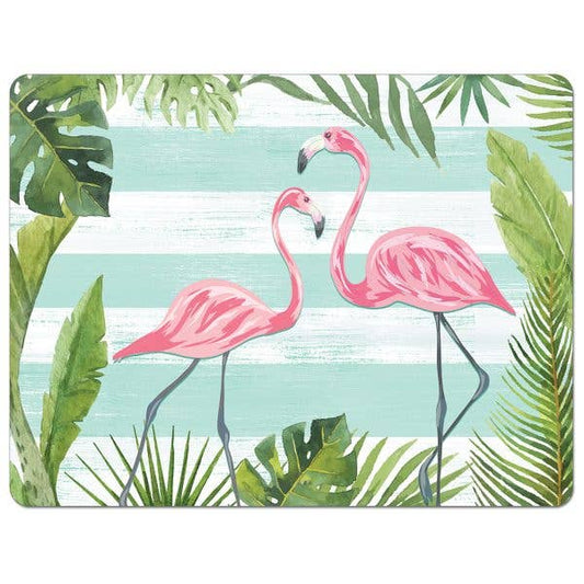 Flamingos & Stripes Designer Cutting Board Mat 15" x 11.5"