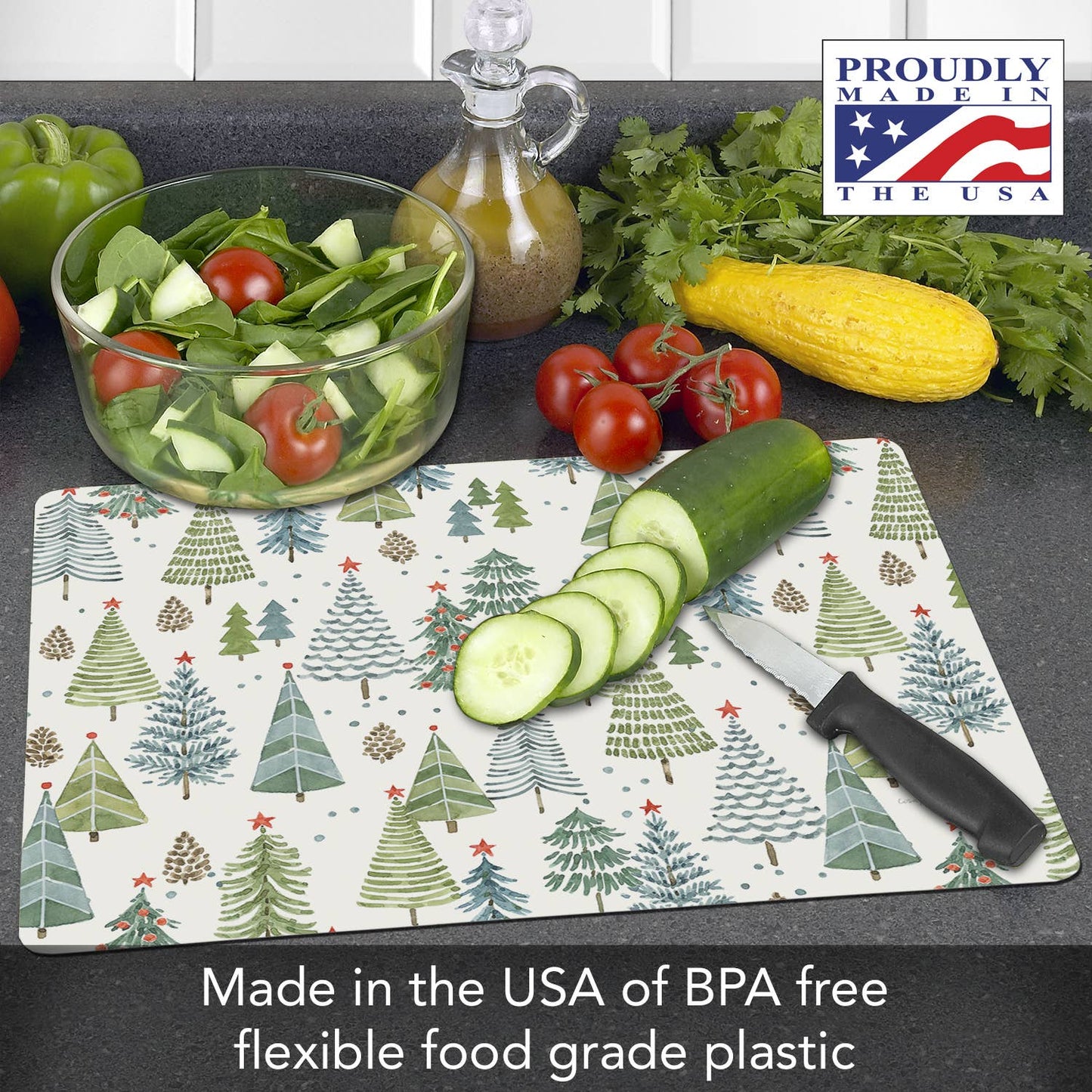 Jolly Trees Designer Flexible Plastic Cutting Board Mat