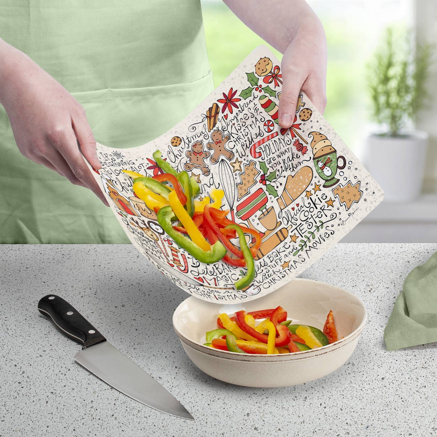 "Christmas Toss"  Designer Flexible Cutting Board Mat