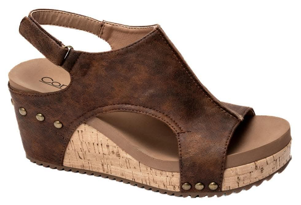 Walk This Way Wedge Sandal - Washed Cognac