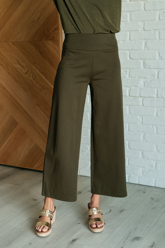 Magic Wide Leg Crop Pants in Olive