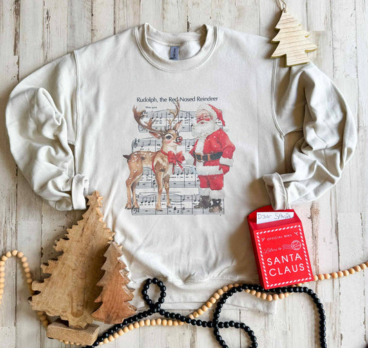 Rudolph The Red Nosed Reindeer Sweatshirt (Tan)