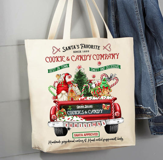 Christmas Santa's Favorite Cookies Canvas Tote Bag