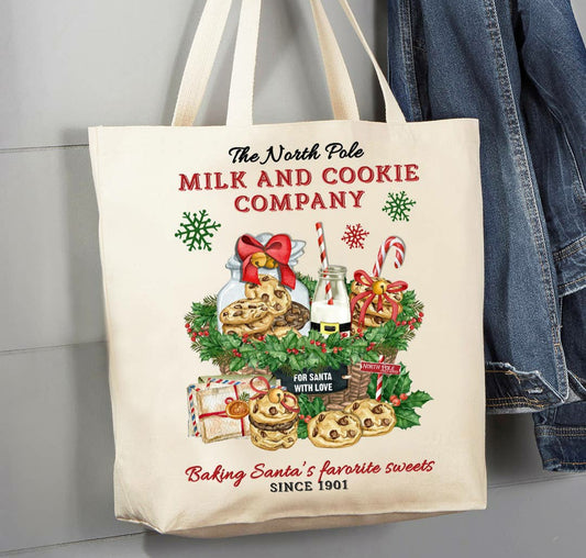 Christmas Milk and Cookie Company Canvas Tote Bag