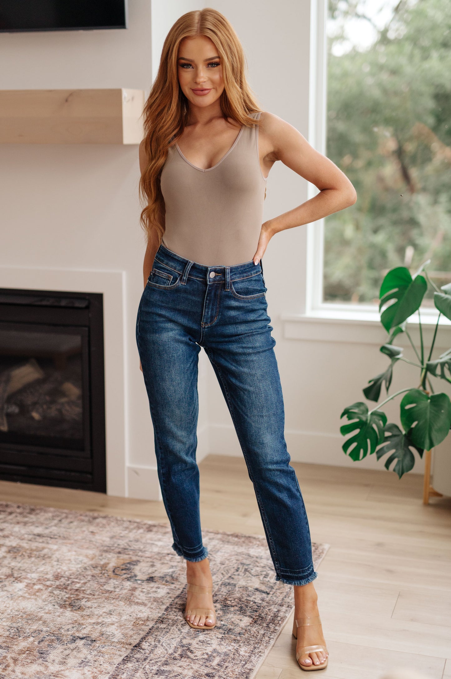 Phillipa High Rise Release Hem Slim Jeans